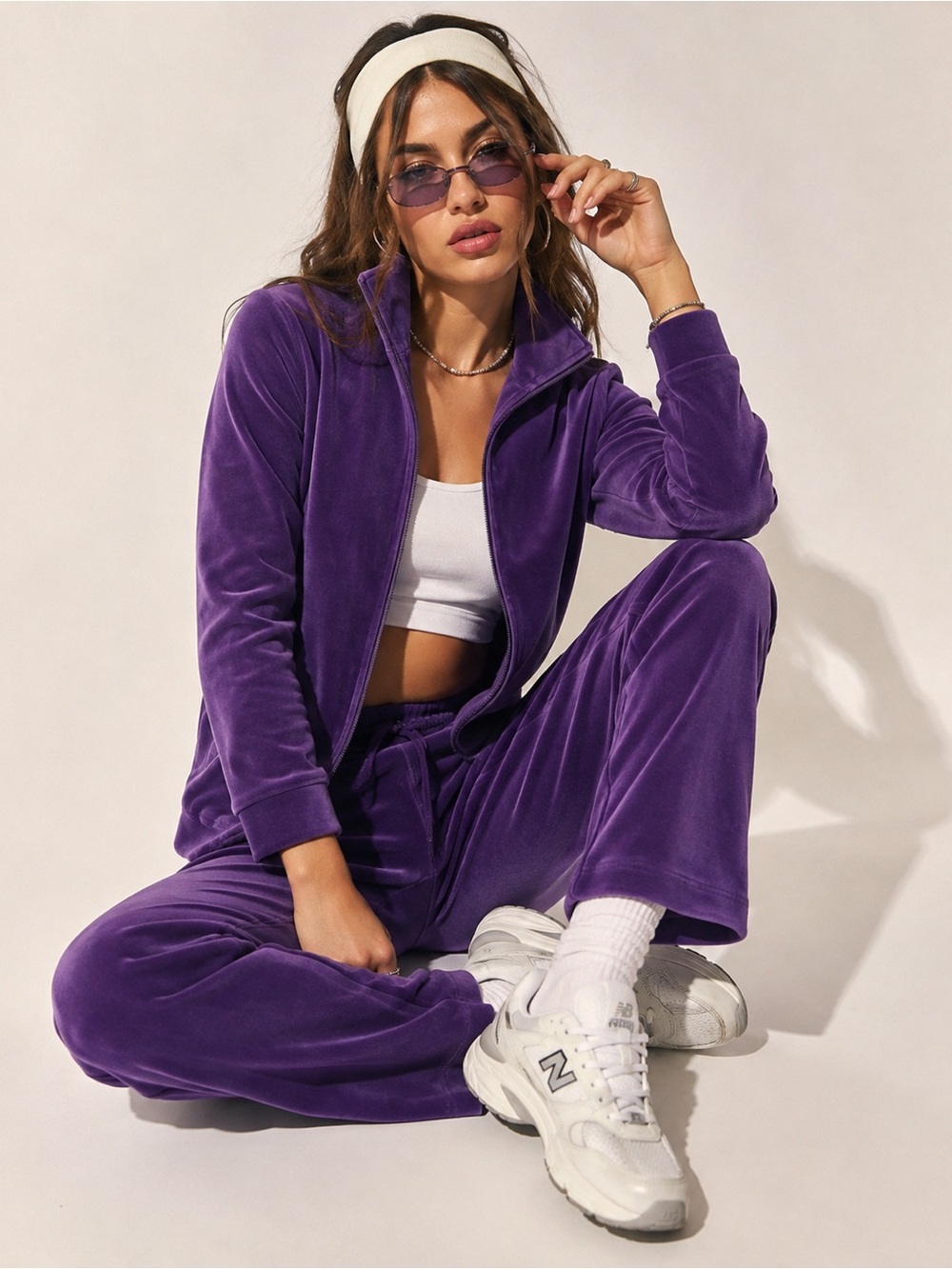 Appleseeds Matching Faux Velvet 2 Piece Set | Purple | Size Small